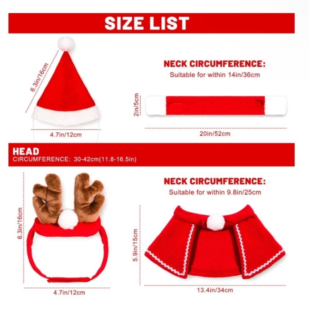 Festive Red and White Cat Holiday Costume Set - Picture 3 of 7